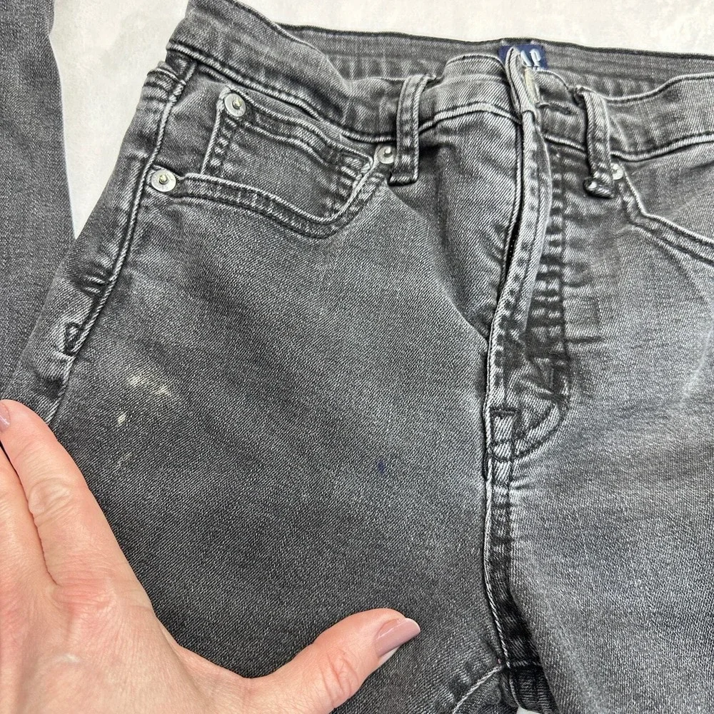 GAP Girls 26R (26x27) Black Denim True Skinny Mid-Rise Jeans Stretchy Kids XL‎
